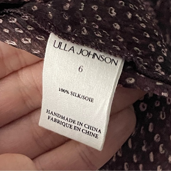 NEW Ulla Johnson Pauline Metallic Peasant Garnet Sheer Transparent Puff Sleeve 6 - Picture 5 of 10